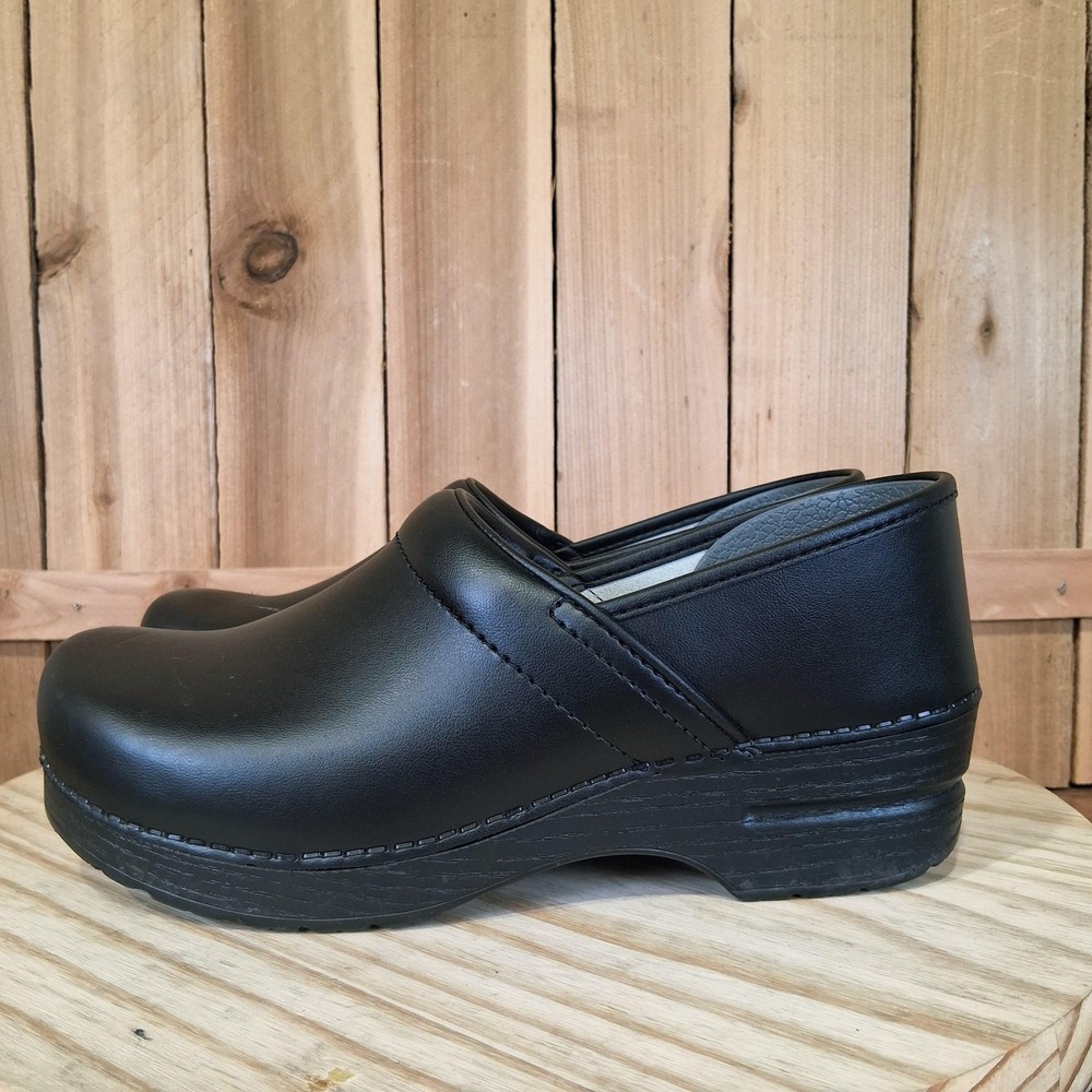 Dansko Clog Shoes Womens 9 40 Black Leather Slip On Nursing Work Comfort
